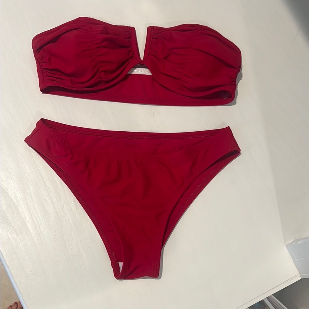 Red Bandeau Bikini Set